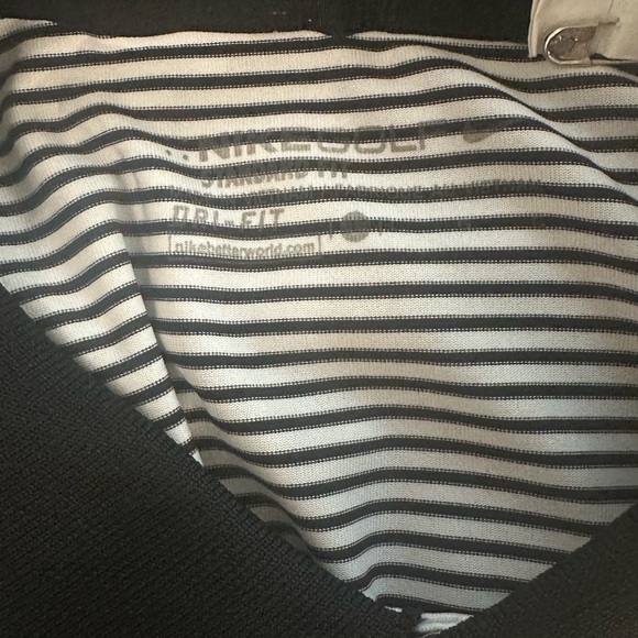 Nike Men Large Black/White Stripped Dri Fit Polo - Picture 4 of 6